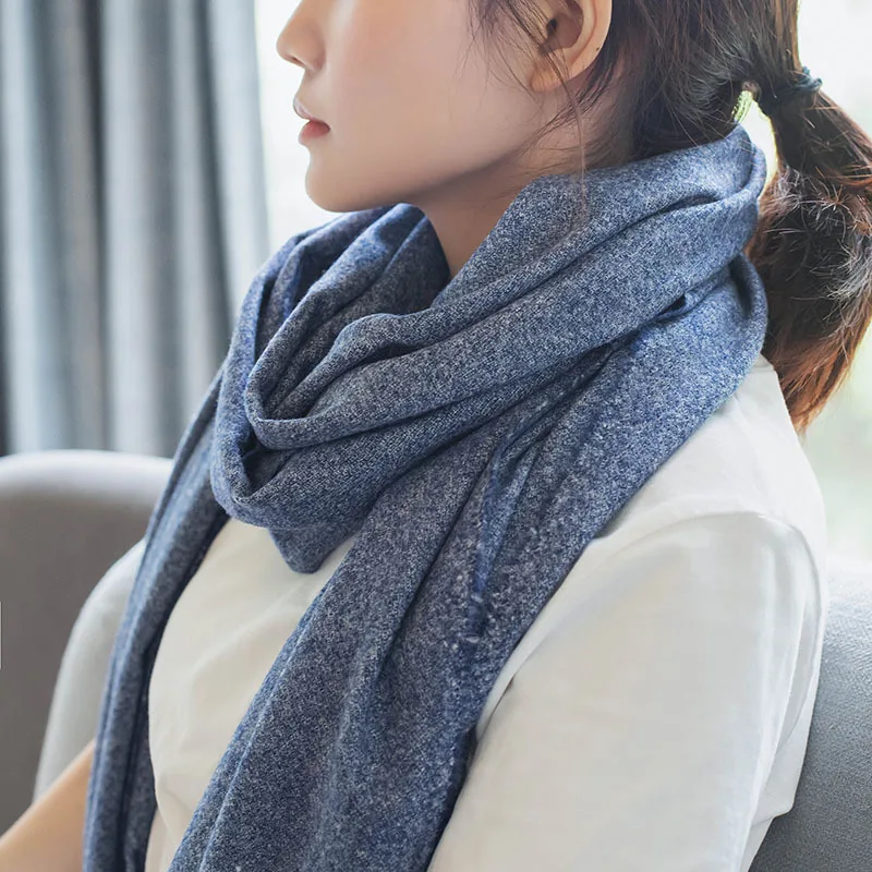 Cashmere Scarf Women Winter Solid Long Pashmina Shawl Female Soft Warm High Quality Large Bandana Blanket Blue,Orange,Khaki - Цвет: Синий