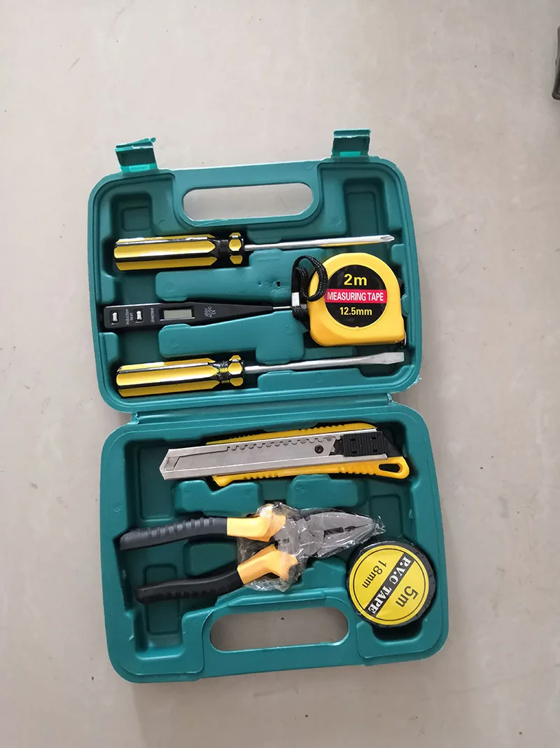 

Hand Tool Set General Household Repair Hand Tool Kit Plastic Toolbox Storage Case Socket Wrench Screwdriver Knife pliers tape