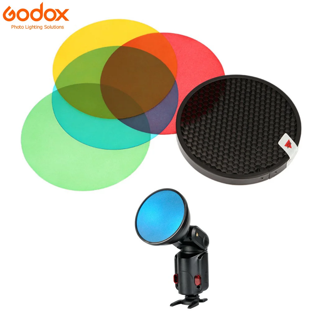 Godox AD-S11 Color Gels Filter Honeycomb Grid + AD-S2 Standard Reflector Soft Diffuser for Witstro AD-360 II AD360II AD180 AD200 |