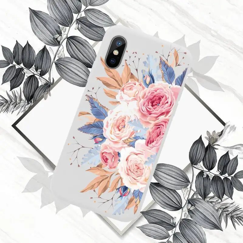 

Flowers Phone Case Candy Color for iPhone 11 12 mini pro XS MAX 8 7 6 6S Plus X SE 2020 XR
