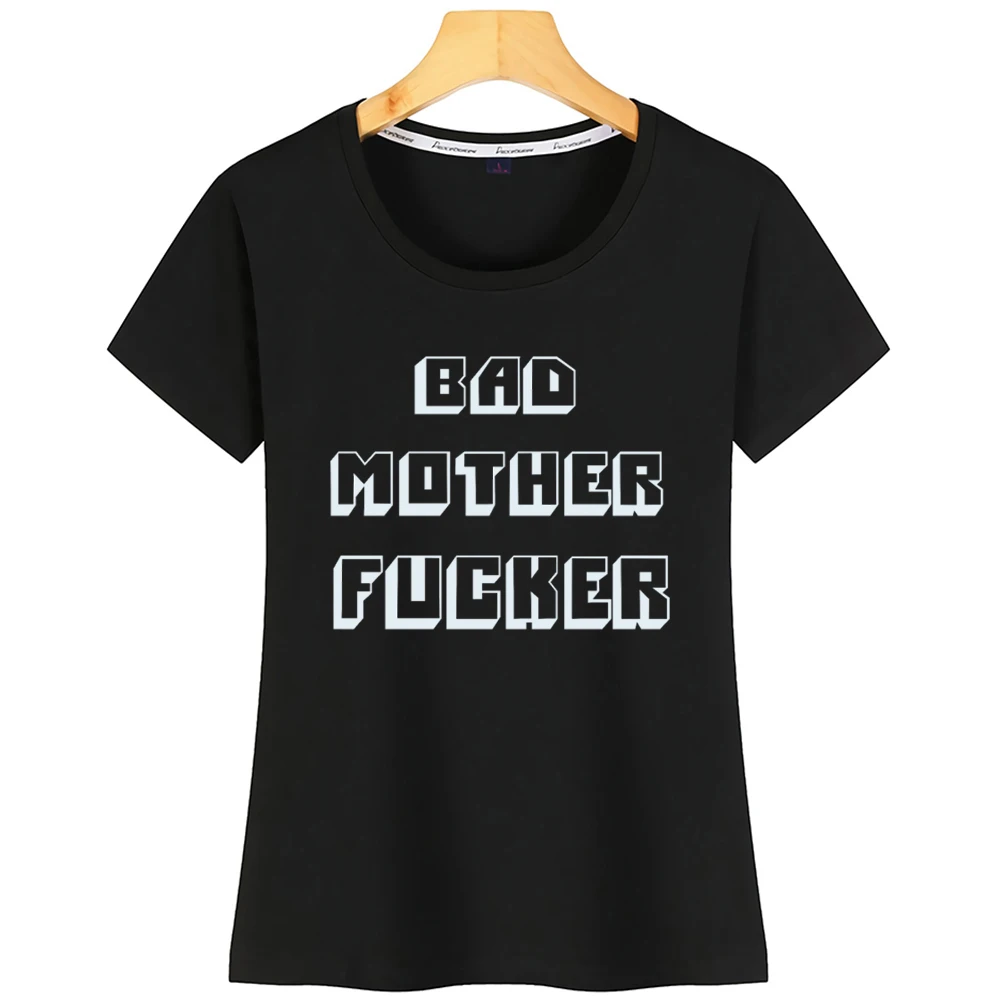 Топы Футболка женская Bad Mother Er Pulp fiction Wallet Kawaii черная футболка с принтом|Футболки| |