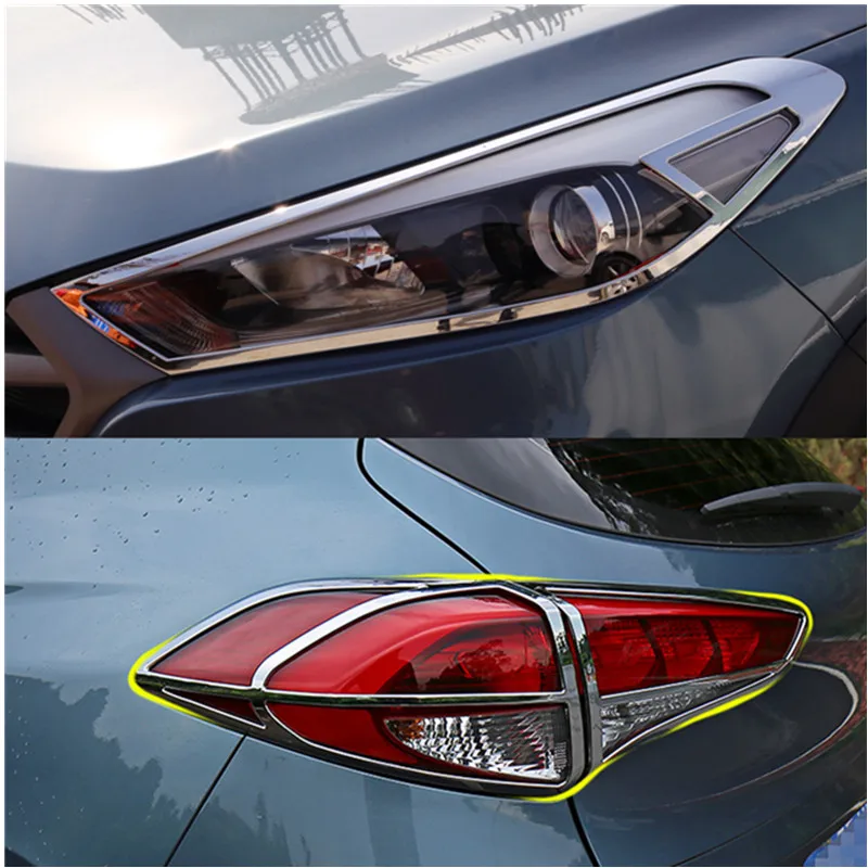 Подходит для Hyundai Tucson 2015 2018 Chrome передний задний багажник Головной фонарь абажур