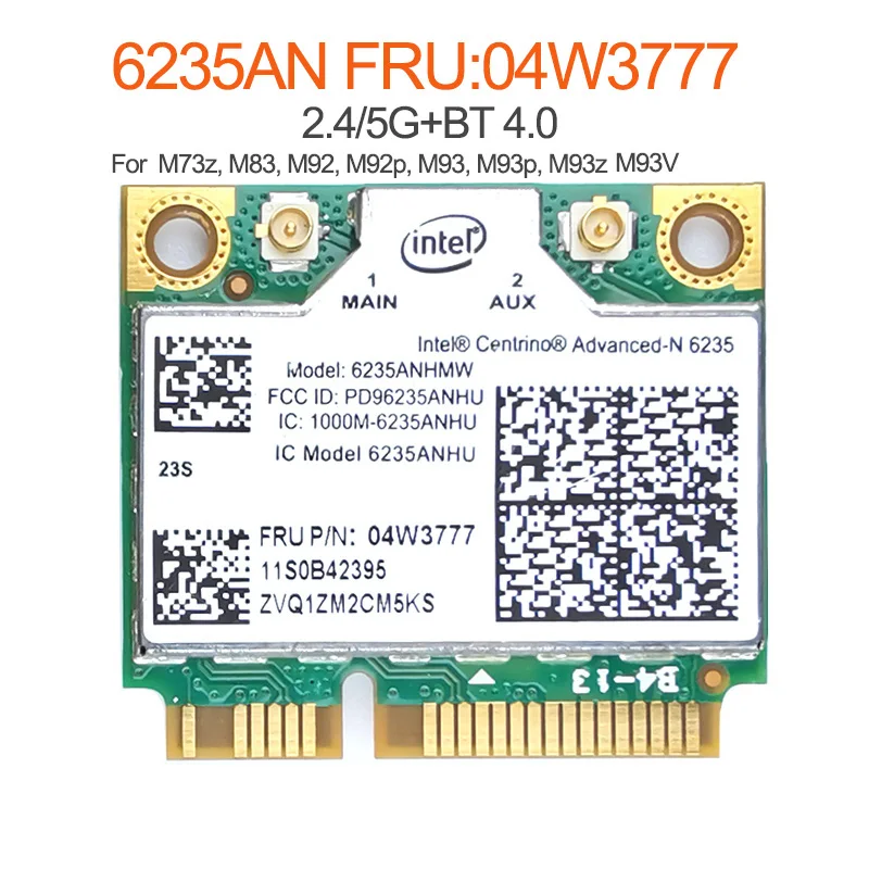 Placa sem Fio Compatível com Bluetooth 6235 6235an para Intel Centrino Avançado-n 4.0 para Lenovo M73z M83 M92 M92p M93 M93p M93v M93z Placas de rede