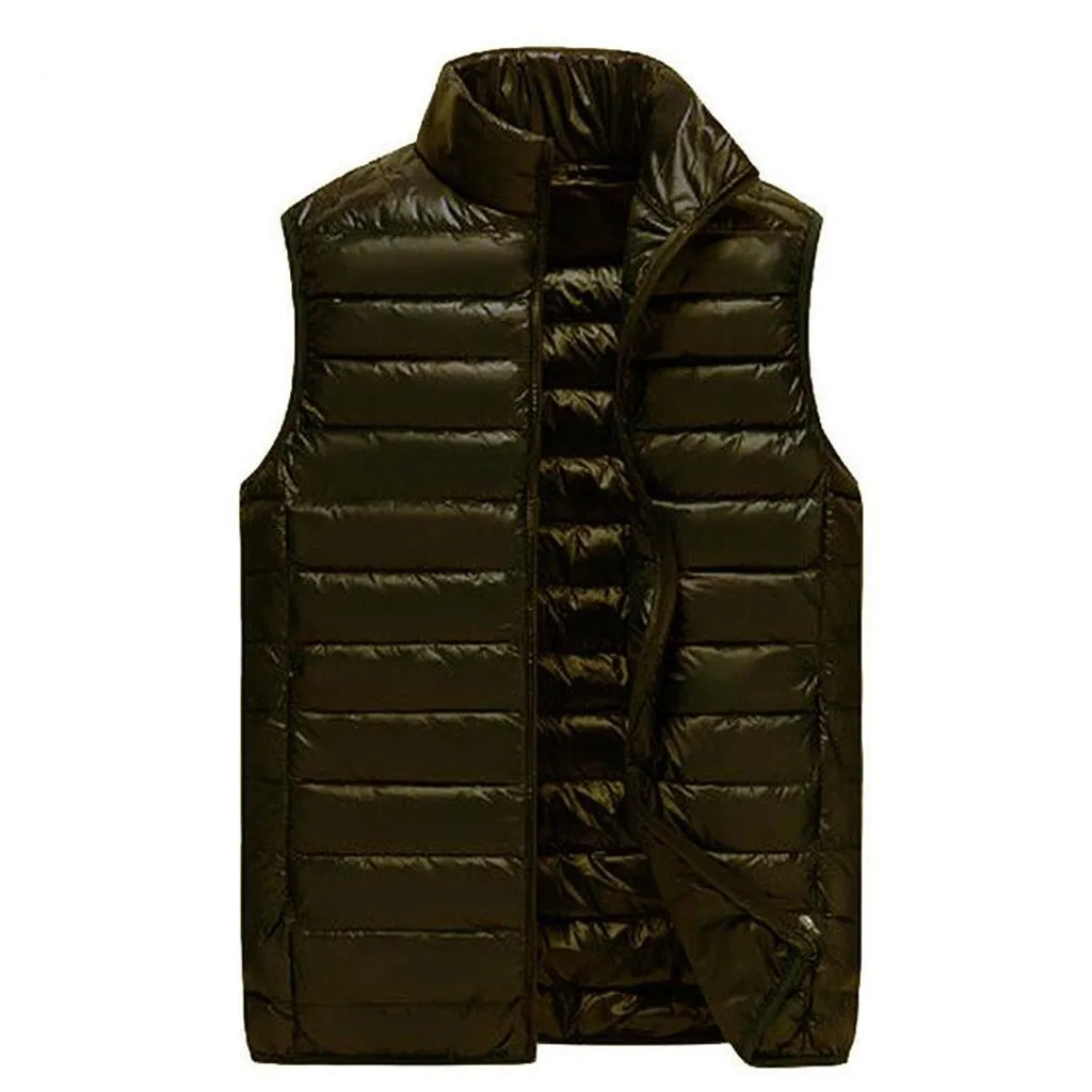 Army Green Мужской жилет теплый хлопковый стеганый жилет мужской жилет hommes модный мужской осенне-зимний однотонный жилет куртка топы - Цвет: Army Green