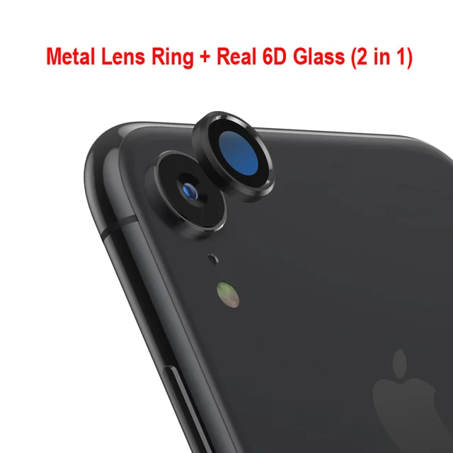 2 in 1 black Камера металлическое кольцо Стекло протектор для iphone XR закаленные линзы пленка+ задняя крышка чехол Защита экрана для iphone XR аксессуары - Цвет: 2 in 1 black