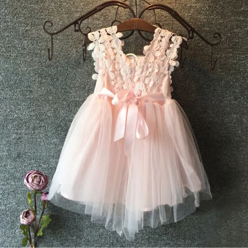 Кружевное бальное платье для маленьких девочек без рукавов с открытыми плечами