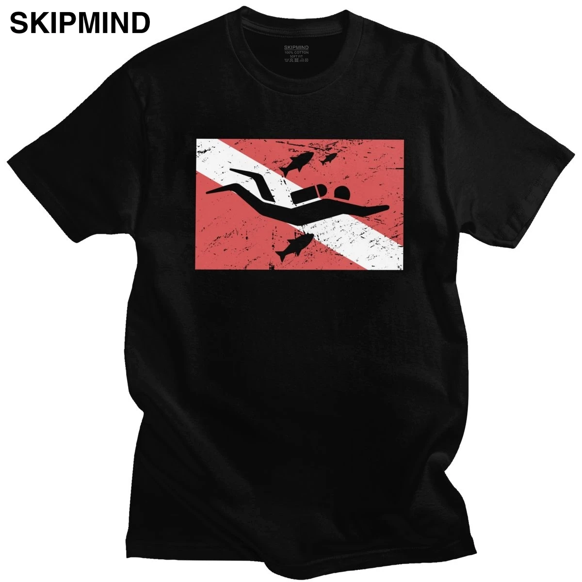 

Новинка в винтажном стиле; Для подводного плавания флаг дайвера футболка для мужчин с короткими рукавами для досуга, для погружения футболк...