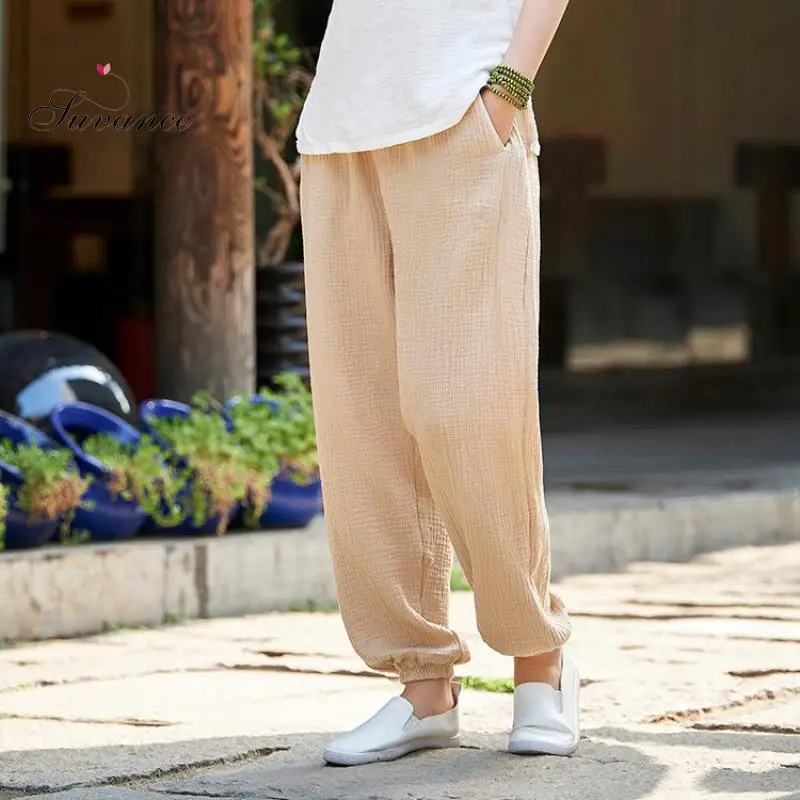 Suvance Летние Осенние винтажные однотонные длинные брюки одного размера с