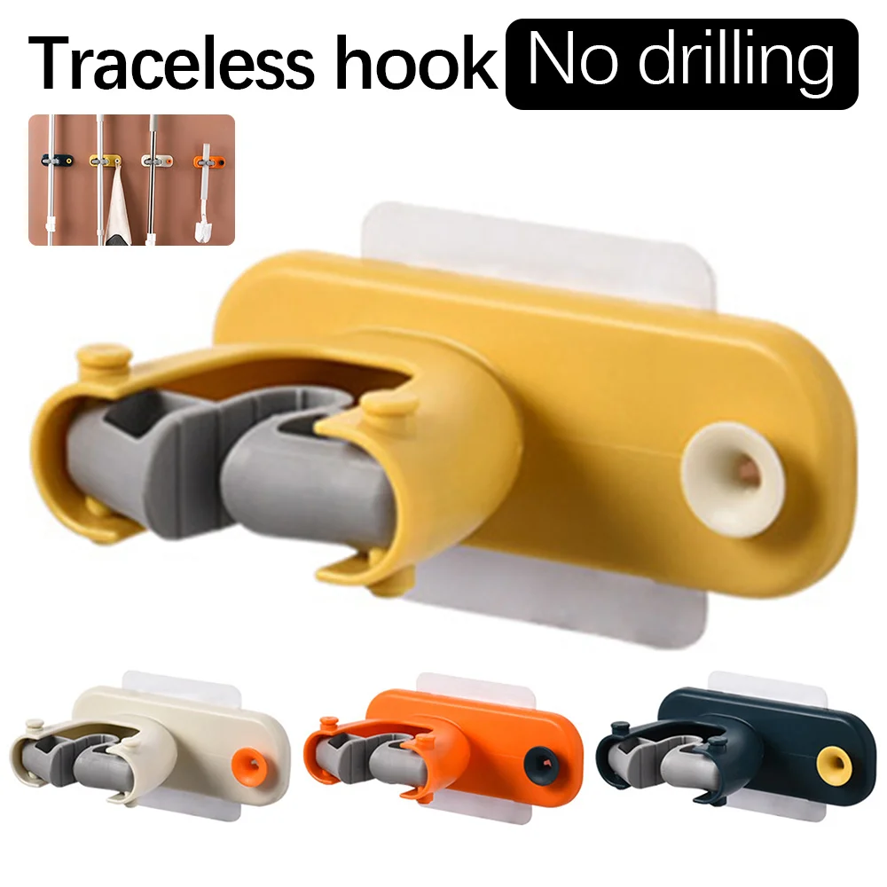 

Sticker Strong Hook Seamless Mop Rack Mop Holder Wall Mounted Home Storage for Bedroom Living Room Kitchen Bathroom