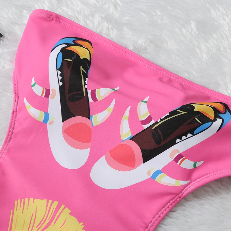 2020 новый сексуальный буквенный принт Одна деталь купальника Для женщин Cut Out