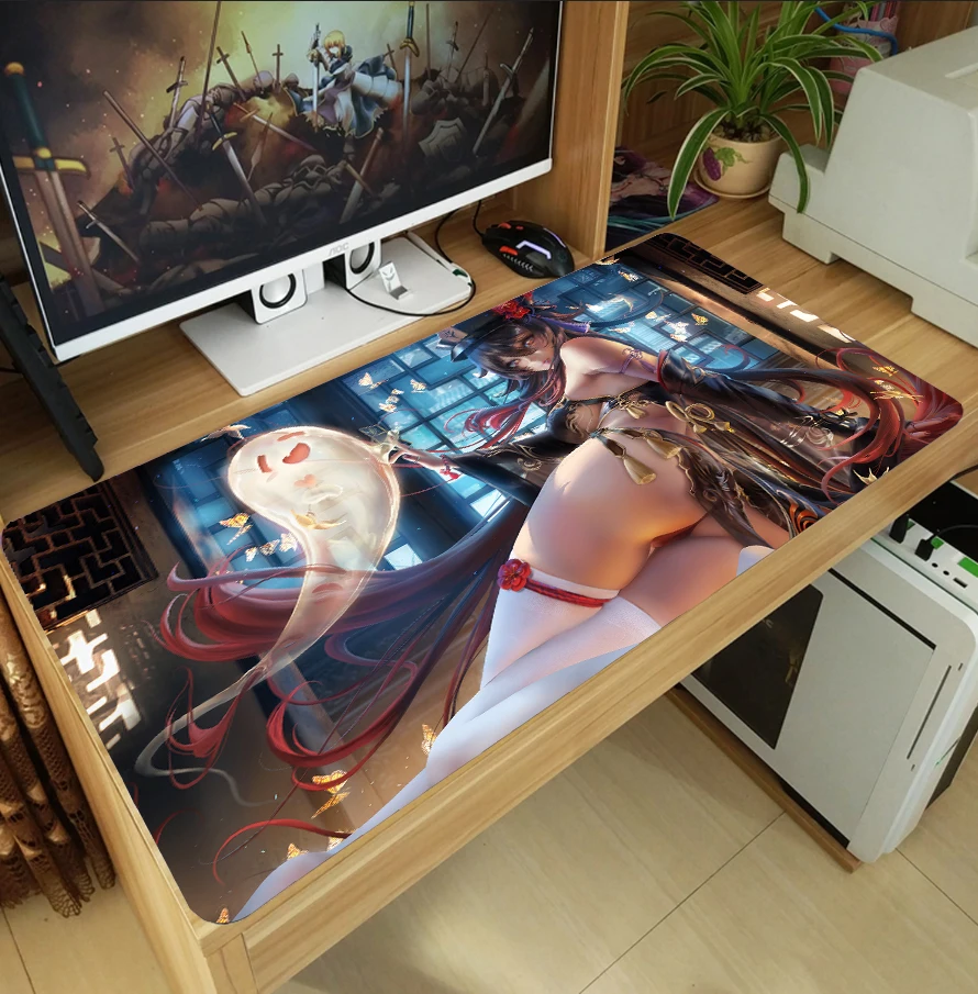 new game genshin impact hu tao large mouse pad thicken laptop gaming mice mat desk keyboard mat anti slip playmat cosplay gift free global shipping