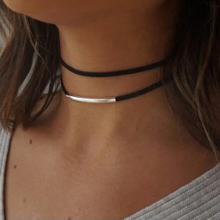 2 цвета классика многослойный панк Гладкий кулон колье чокер ожерелье винтажное