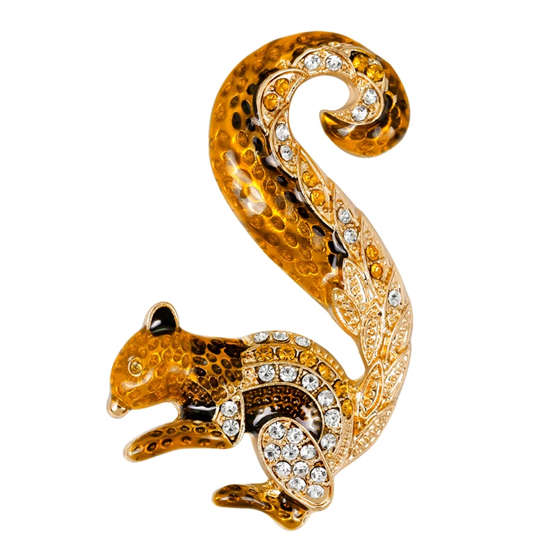 Женская Брошь на булавке Милая брошь в форме белки с кристаллами Имитация