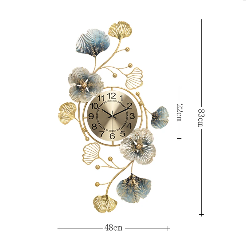

Metal wall digital clock 3D wall clocks home decore New Chinese Ginkgo biloba Wall clock modern design Living room decoration