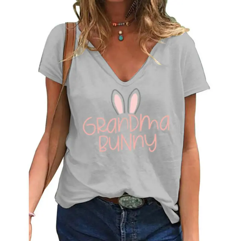 

Womens Prints Summer V Neck Blouse Ladies Short Sleeve Top Casual T-Shirts