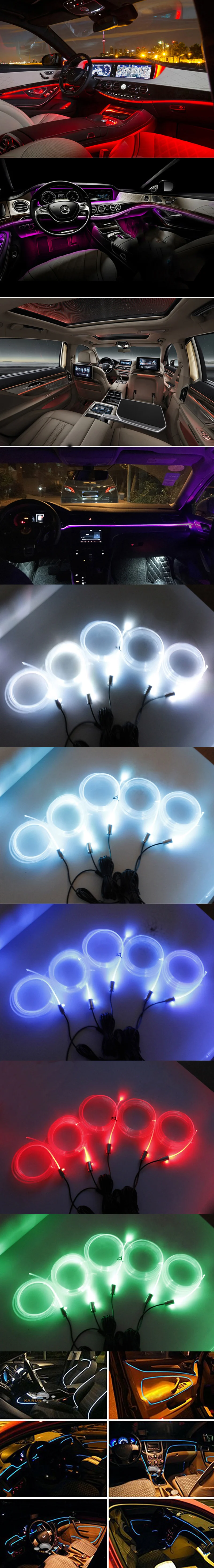 Новейший 6 м звуковой активный RGB светодиодный светильник для салона автомобиля Многоцветный EL неоновый светильник с полосками приложение для управления телефоном светильник для окружающей среды 12 В