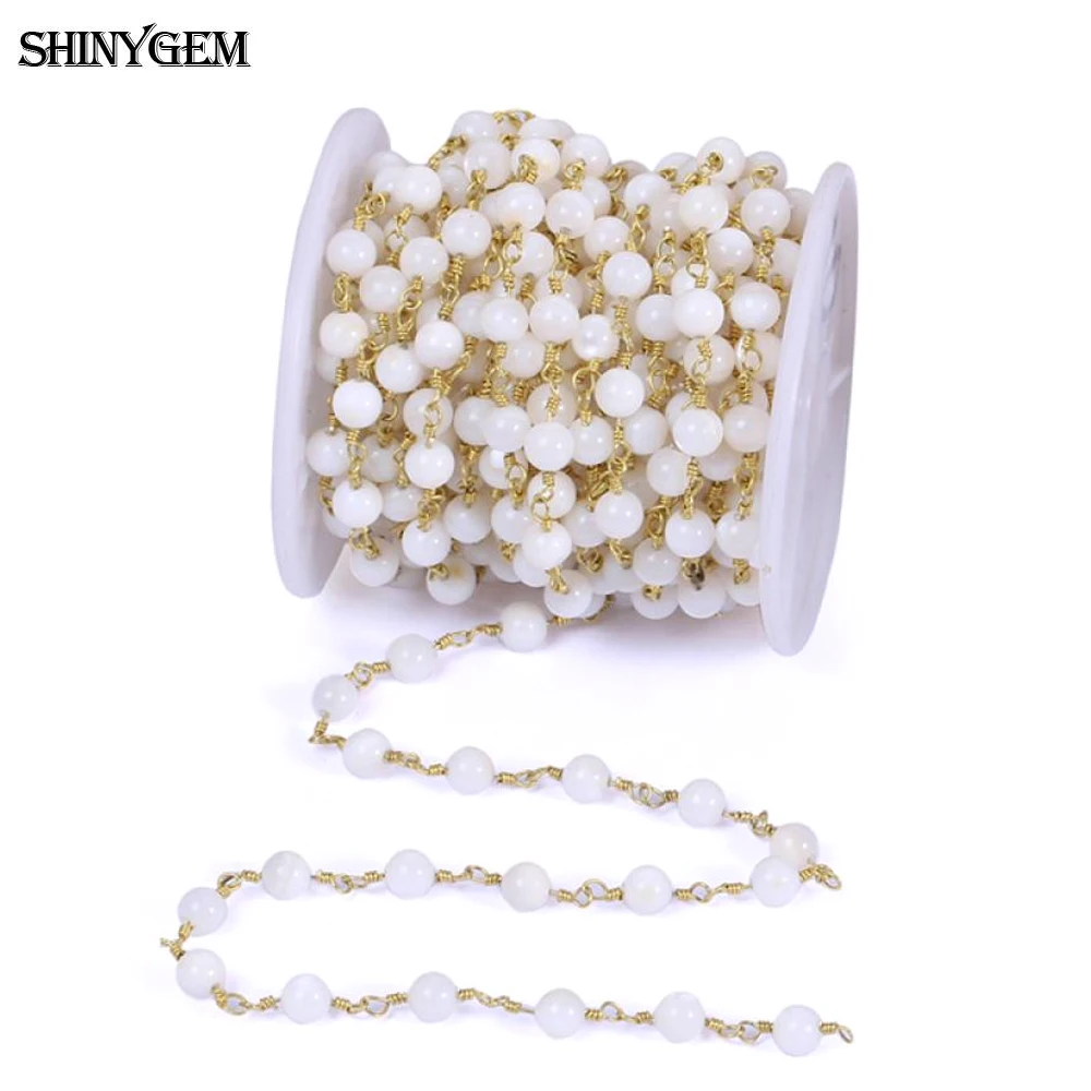 ShinyGem 4 мм/6 мм агат/Нефритовый бисер цепочка для изготовления ювелирных изделий 24