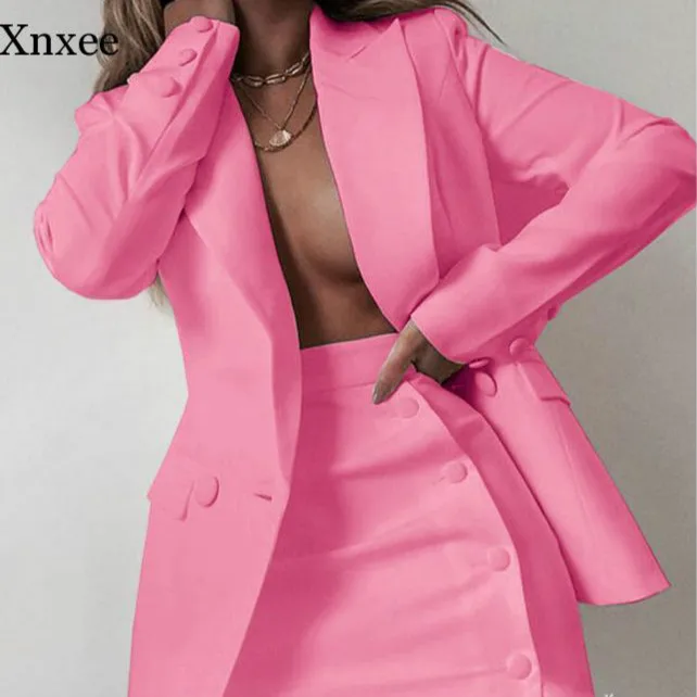 

Women Suits skirt Two-piece Fashion Casual Women Skirts Suit Solid Temperament Work Set outfits slim fashion clothing