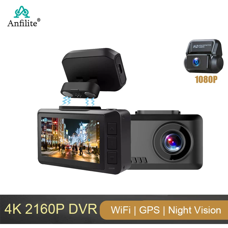 Видеорегистратор автомобильный 4K 2 45 дюйма 2160P HD Wi-Fi GPS 1080P | Автомобили и мотоциклы