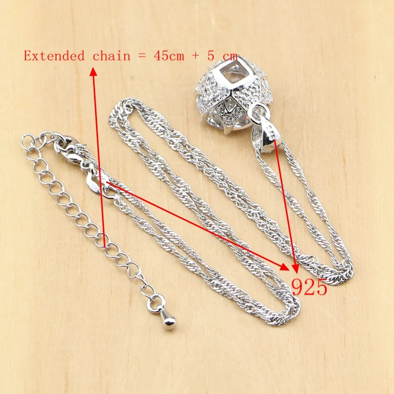 Набор женских ювелирных изделий из серебра 925 пробы с белыми циркониевыми