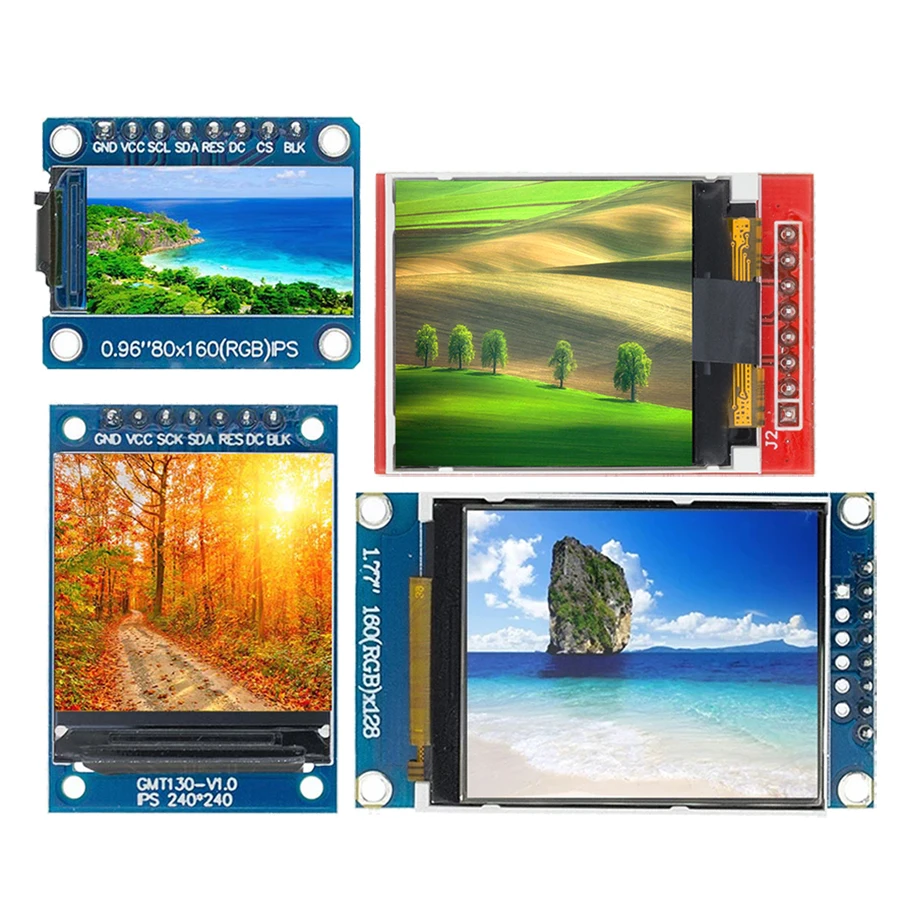 

TFT Display 0.96/1.3/1.44/1.77/1.8 inch IPS 7P SPI HD 65K Full Color LCD Module ST7735 Drive IC 80*160 (Not OLED) For Arduino