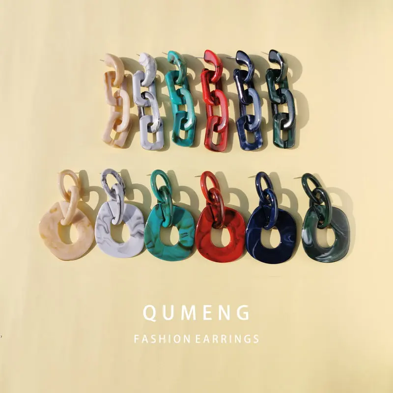 Женские серьги цепочки QUMENG 2020 в винтажном стиле из смолы Длинные крупные