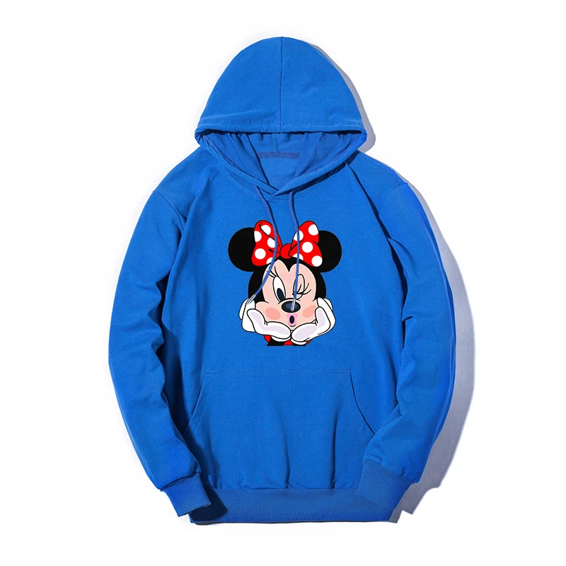 Blue2 Women Sweatshirt Cotton Hoodies Autumn Winter Minnie Cartoon Hoodie Print Pullover Long Sleeve Plus Size 5XL White - Цвет: Blue2