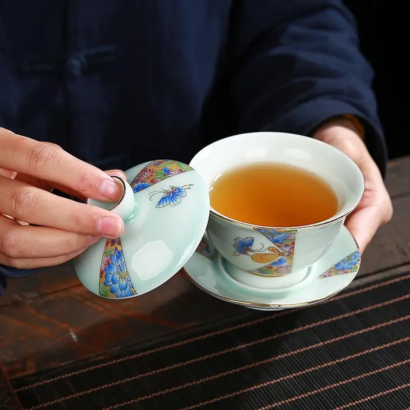 Ручная роспись Gaiwan чайный набор керамика кунг-фу чайная чашка чаша фарфоровый