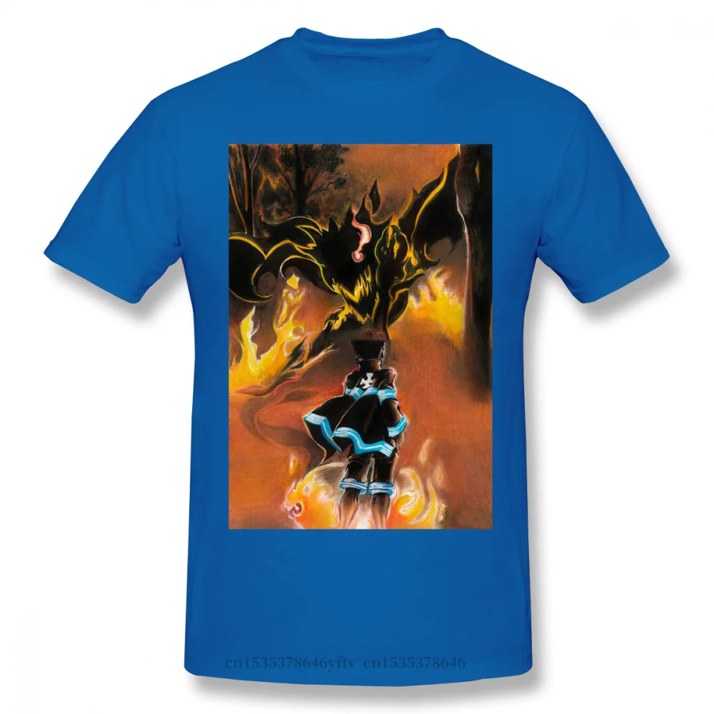 

2021 Leisure Fashion 100% cotton T-shirt Fire Force Infernals Akitaru Obi Anime for Men Shinra Kusakabe Funny Crewneck