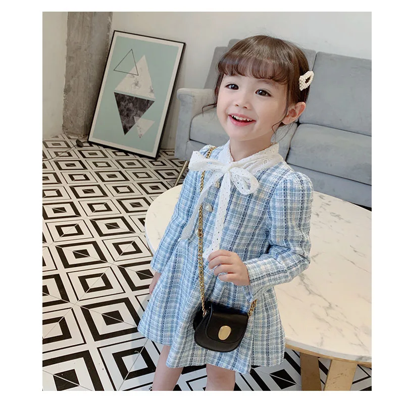 LOVE DD&ampMM Girls Dresses 2022 Spring Children's Clothing Fashion Button Sweet Rainbow Plaid Long-Sleeved Princess Dress | Детская