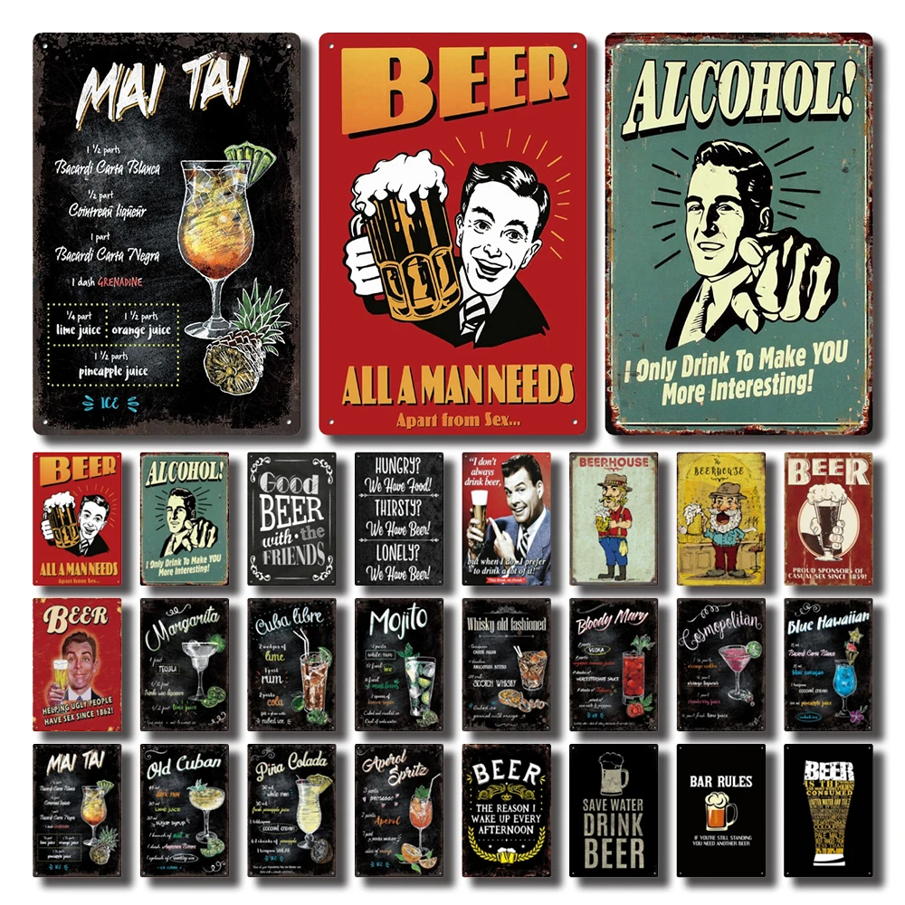 

[ Kelly66 ] Drink Good Beer Mojito Cocktail Alcohol Tin Poster Metal Sign Home Decor Bar Wall Art Painting 20*30 CM Size LAT-17