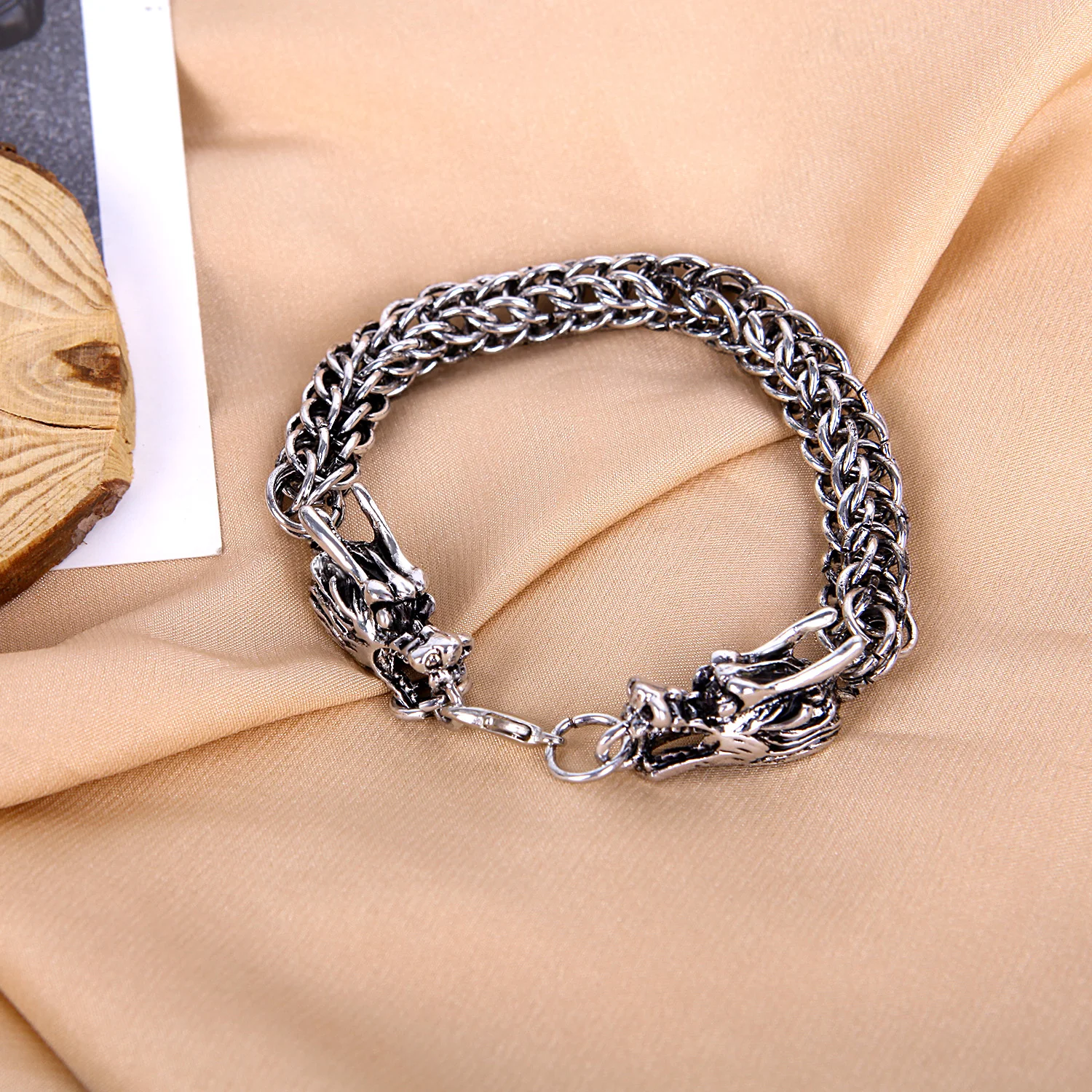 

Vintage Punk Dragon Bracelet Bangle for Mens Antique Gold Silver Color Stainless Steel Link Chain Bracelet Hippop Street Jewelry