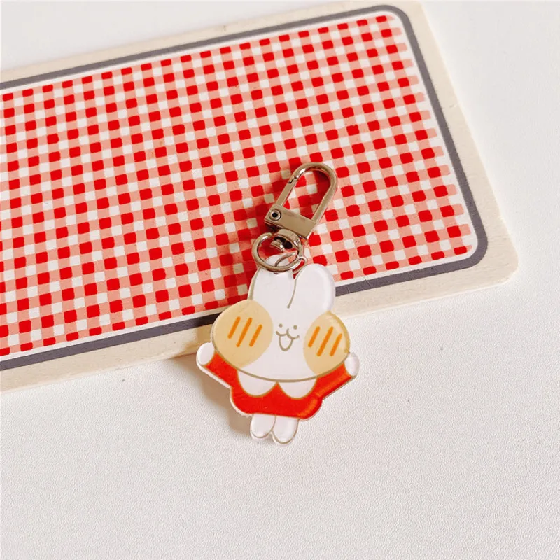 Cartoon Cute Rabbit PVC Keychain Minnie Key Ring Anime Mini Figure Chain Charm Holder Fashion Trinket Kids Gift | Канцтовары для