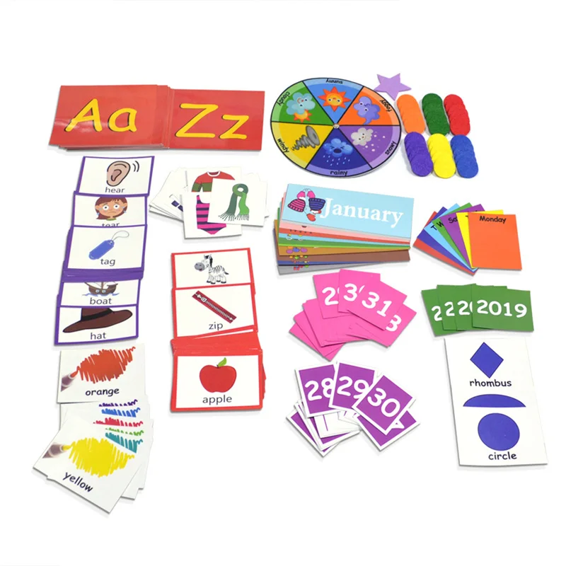 

Learning Center Card Chart Calendar Weather Card Letter Word Card Math Card for Kids Children Educational Learning Resources