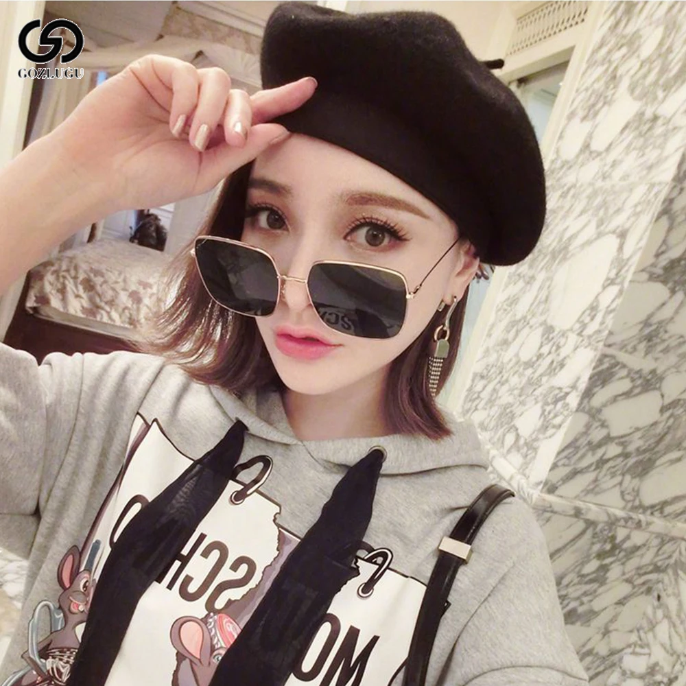 Квадратные большие солнцезащитные очки Дамская мода Ретро стиль оправа женские