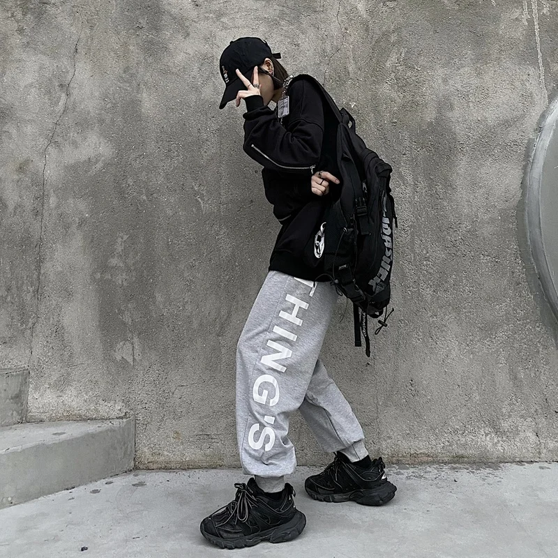 

HARAJPOO Pants Female Spring Autumn Korean Fashion Ins High Waist Loose Casual Tide Harajuku Lazy Wind Letter Print Trousers