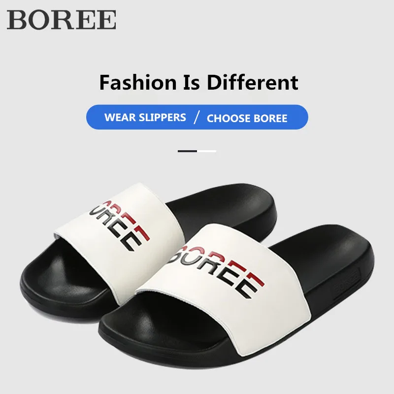 BOREE/Мужская обувь Летние домашние простые мужские тапочки Цвет черный белый