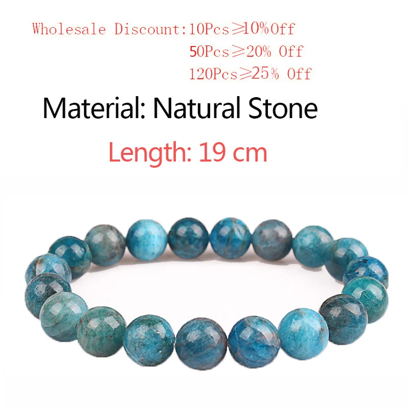 Женский браслет из 100% натурального камня эластичный с синим океанским апатитом 4