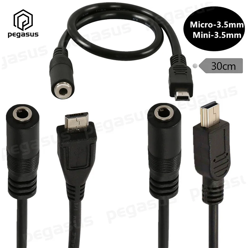

30CM DC 3.5mm Female to 5Pin Mini / Micro 5P Jack Male Microphone Adapter USB Extension Cable