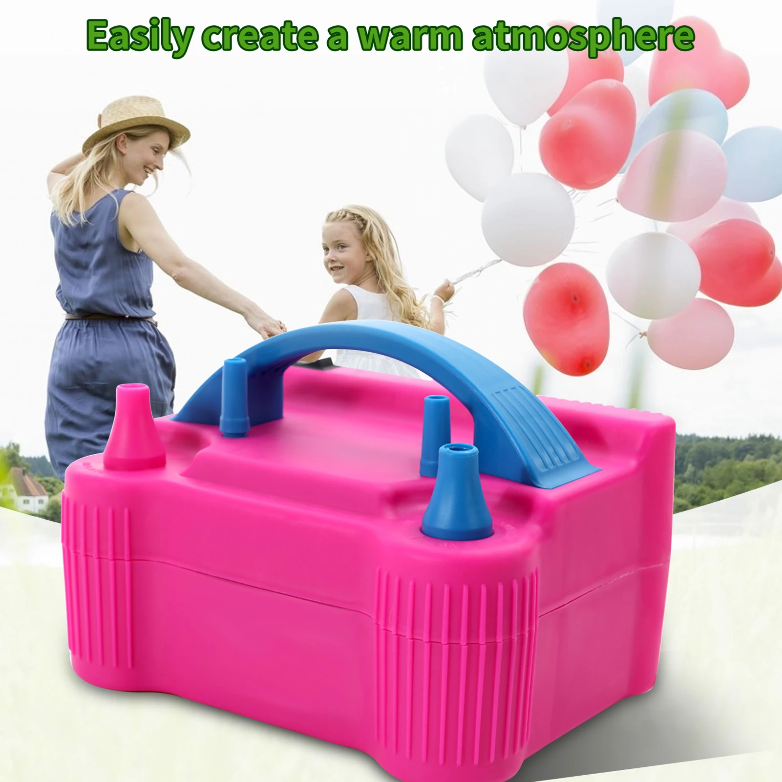 Bomba de globos el&eacute;ctrica, inflador de globos el&eacute;ctrico port&aacute;til, 2 modos, boquilla Dual para decoraci&oacute;n de fiestas-4