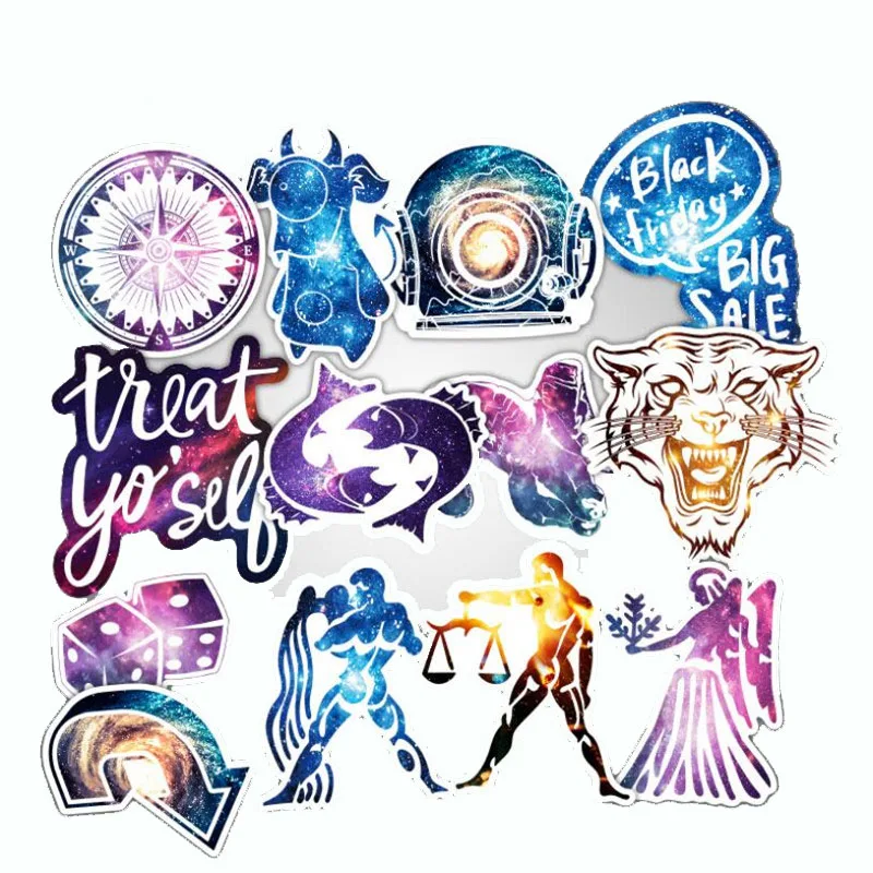 

10/30/50PCS Astrology Starry Sky Lucky Constellation Motorcycle Trolley Case Cartoon Graffiti Decoration Sticker Toy Wholesale