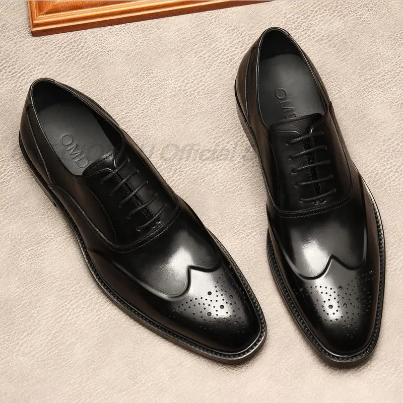 

Туфли-оксфорды мужские, из натуральной кожи, с квадратным носком, на шнуровке, черные, коричневые, Роскошные, 2020