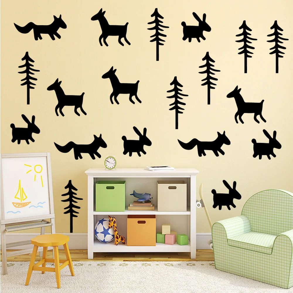 

Pretty animals Wall Stickers Vinyl Wallpaper For Baby Room tribal Forest Decor Sticker Kids Rooms Decoration Wall Decals Murals