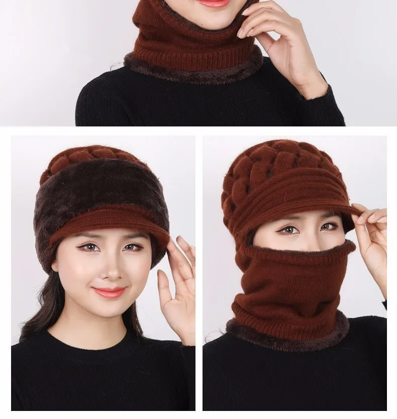 Зимние шапки Skullies Beanies, шляпа для мамы, бини для женщин, шерстяной шарф, шапки, Балаклава, маска, капот, вязанные шапки в полоску