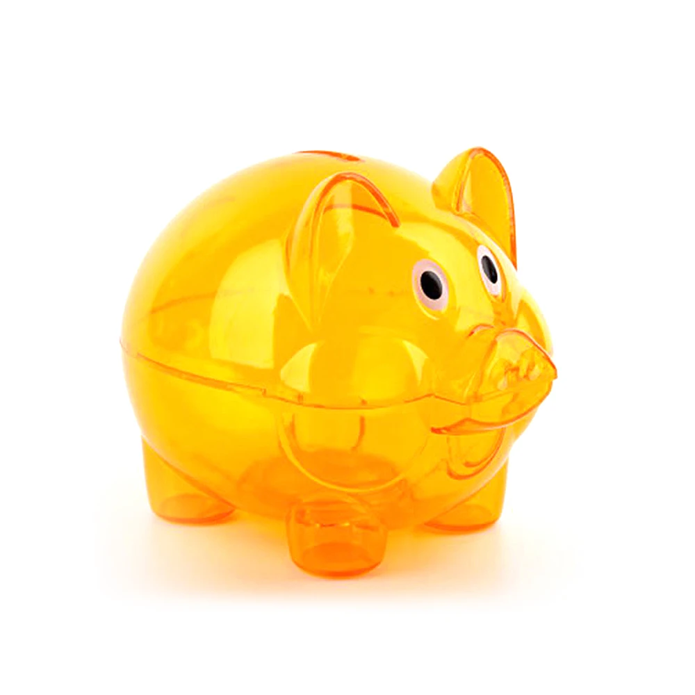 Orange Прозрачный пластиковый ящик для экономии денег, коробка для монет, мультяшная свинья, в форме копилки, коробка для монет, мультяшная свинья, в форме подарка - Цвет: Orange
