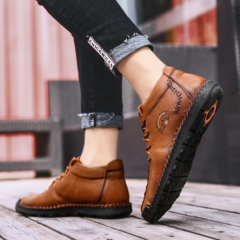 Новинка Сезон осень-зима Мужская повседневная обувь для вождения Мягкая теплая