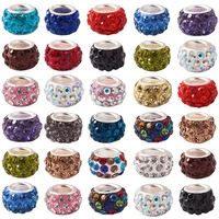 100pcs polymer clay rhinestone bead european beads spacer beads brass cores rondelle mixed color jewelry making 12x7mm hole 5mm