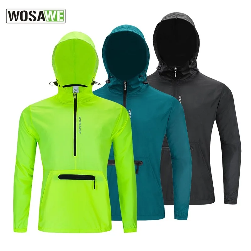 Ветрозащитная Мужская велосипедная куртка Wosawe длинная флуоресцентная Зеленая