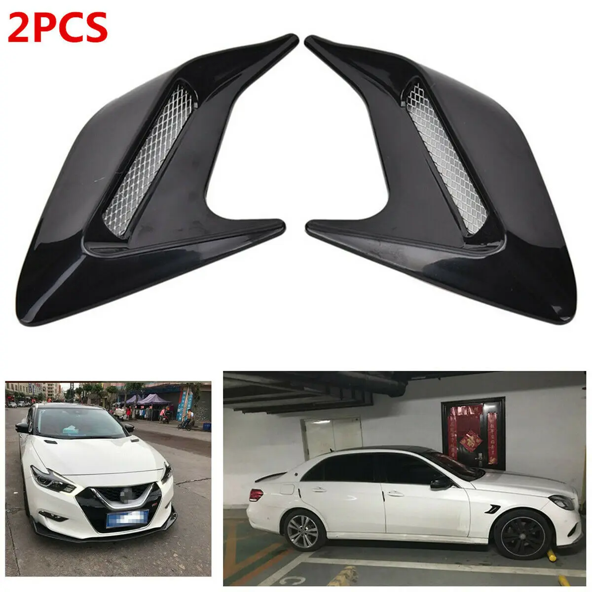 

2pcs Car Auto Side Vent Air Flow Fender Intake Sticker Shark Gills Side Vent Sticker Car Simulation Side Vents Decorative
