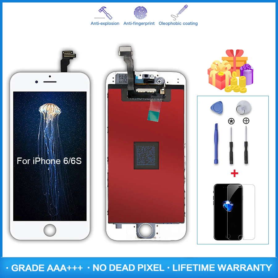 A + ЖК дисплей для iPhone 8 Plus 4S 4 GSM CDMA сенсорный экран в сборе Pantalla закаленное стекло